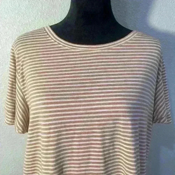 Nine Britton Rust Orange and Cream striped tee with ruffle tiered sleeves- sz 1X - Picture 2 of 7
